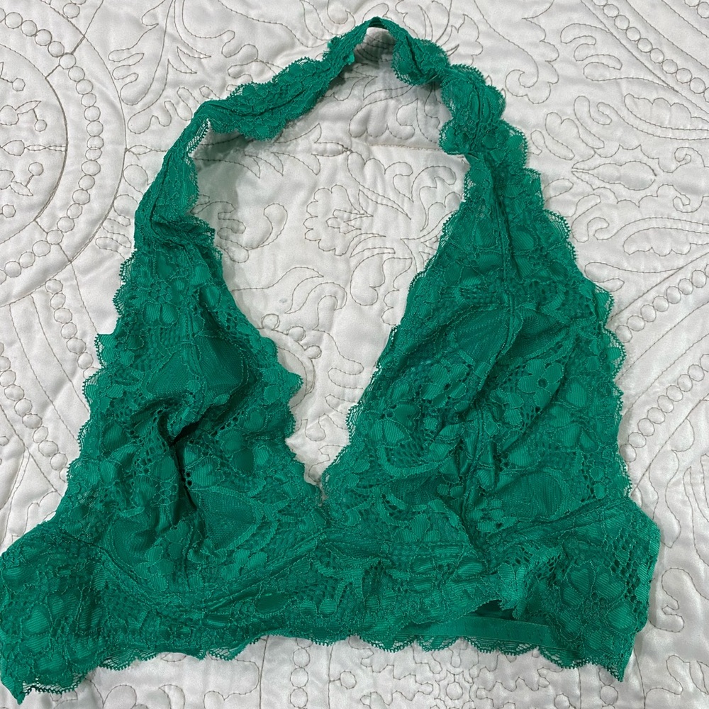 Emerald Lace Halter Bralette